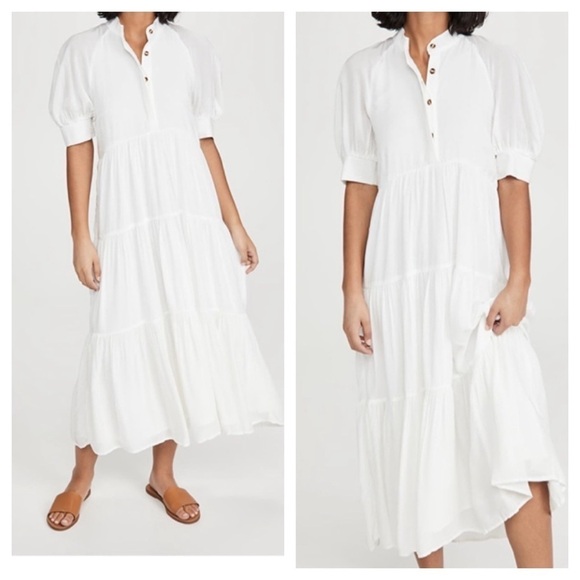 Never Fully Dressed / white tiered Panel Maxi midi Dress US 4 - Picture 3 of 7